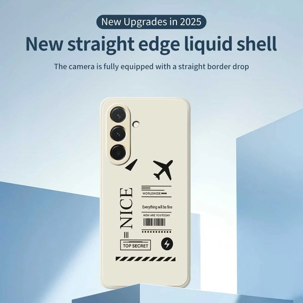 For Samsung Galaxy A36 5G Case Boarding Ticket Pattern Printing Straight Edge TPU Phone Back Cover - Beige - 3
