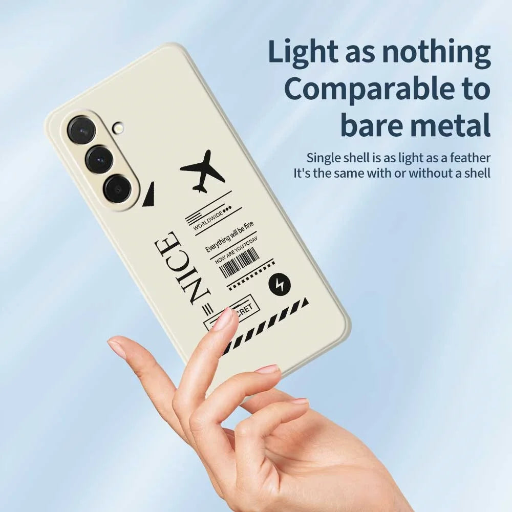 For Samsung Galaxy A36 5G Case Boarding Ticket Pattern Printing Straight Edge TPU Phone Back Cover - Beige - 4