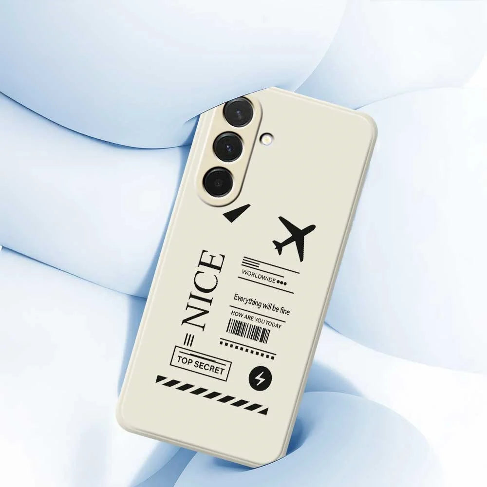 For Samsung Galaxy A36 5G Case Boarding Ticket Pattern Printing Straight Edge TPU Phone Back Cover - Beige - 5
