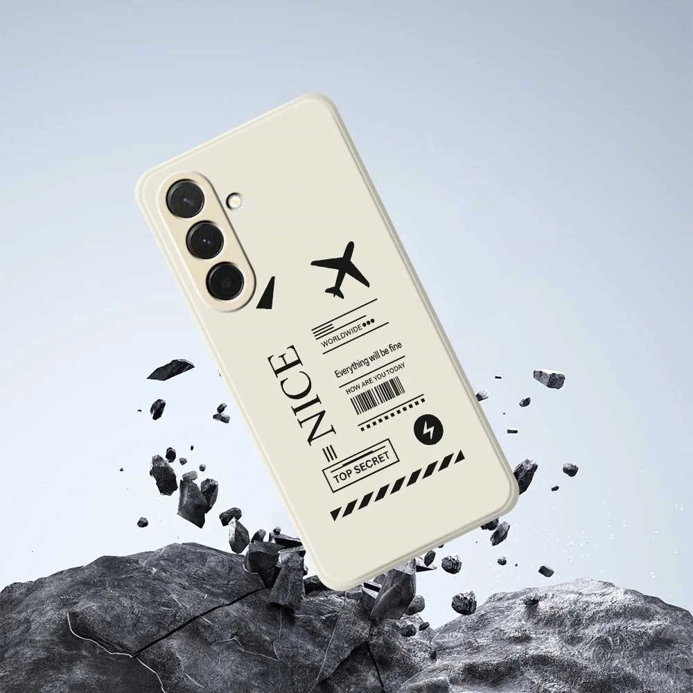 For Samsung Galaxy A36 5G Case Boarding Ticket Pattern Printing Straight Edge TPU Phone Back Cover - Beige - 7