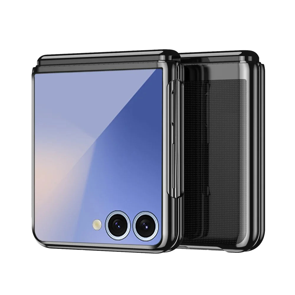 For Samsung Galaxy Z Flip7 5G Case Clear PC Electroplating Hard Phone Cover - Black - 2
