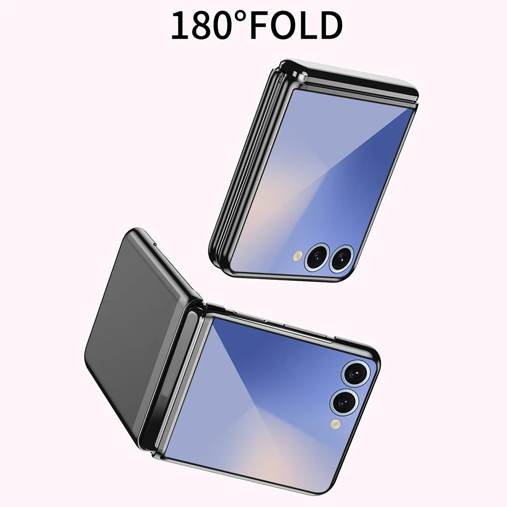 For Samsung Galaxy Z Flip7 5G Case Clear PC Electroplating Hard Phone Cover - Black - 4