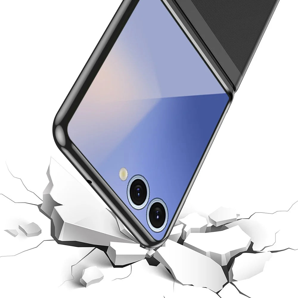 For Samsung Galaxy Z Flip7 5G Case Clear PC Electroplating Hard Phone Cover - Black - 6