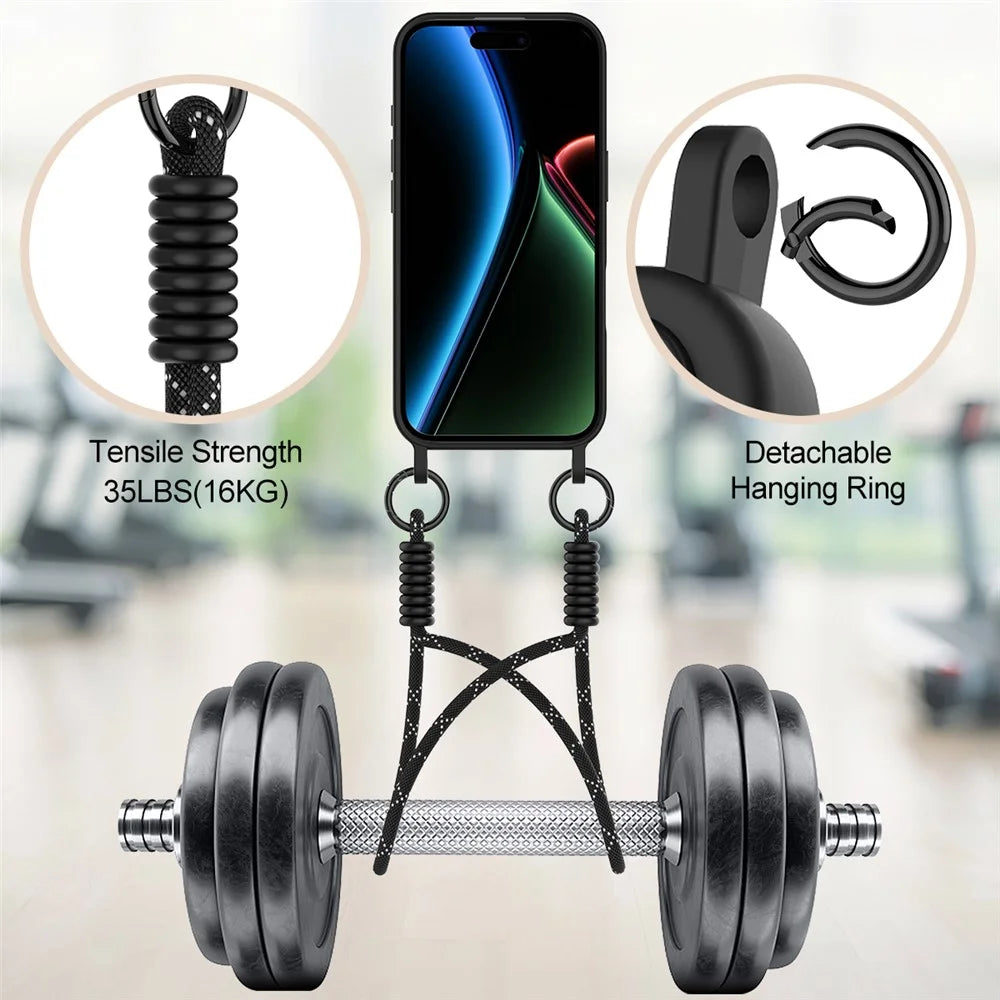 For iPhone 17 Case Liquid Silicone Card Holder Phone Back Cover with Short Strap - Black - 4