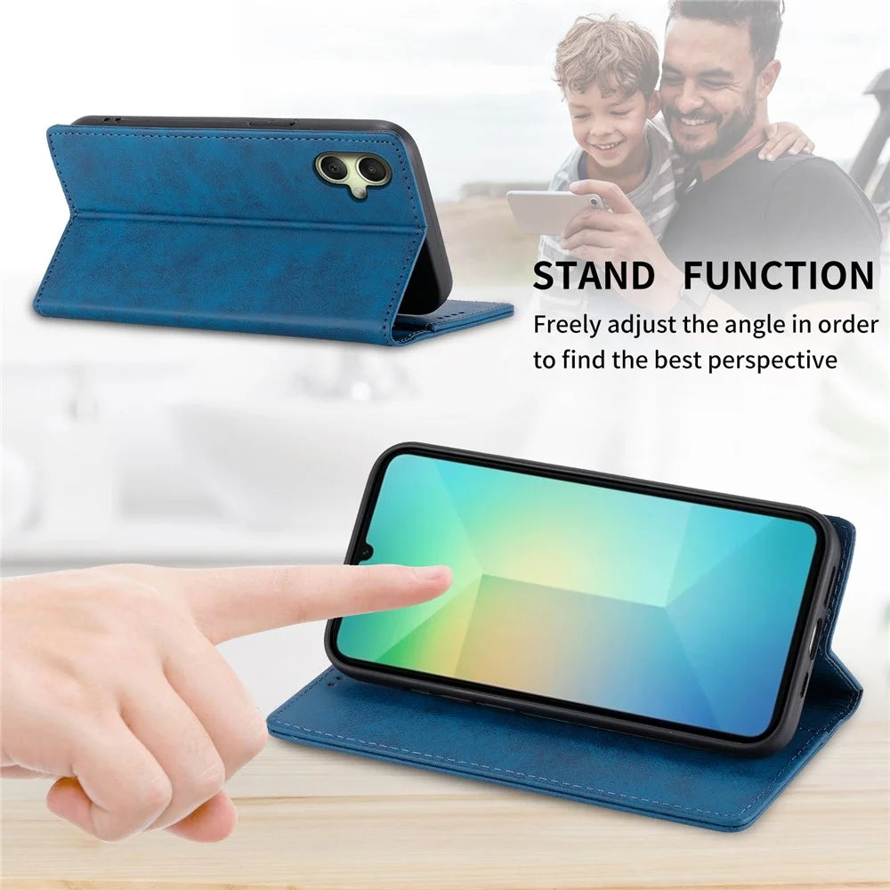 For Samsung Galaxy A08 5G / A08 4G / A07 5G / A07 4G Wallet Case RFID Blocking PU Leather Phone Cover - Blue - 3