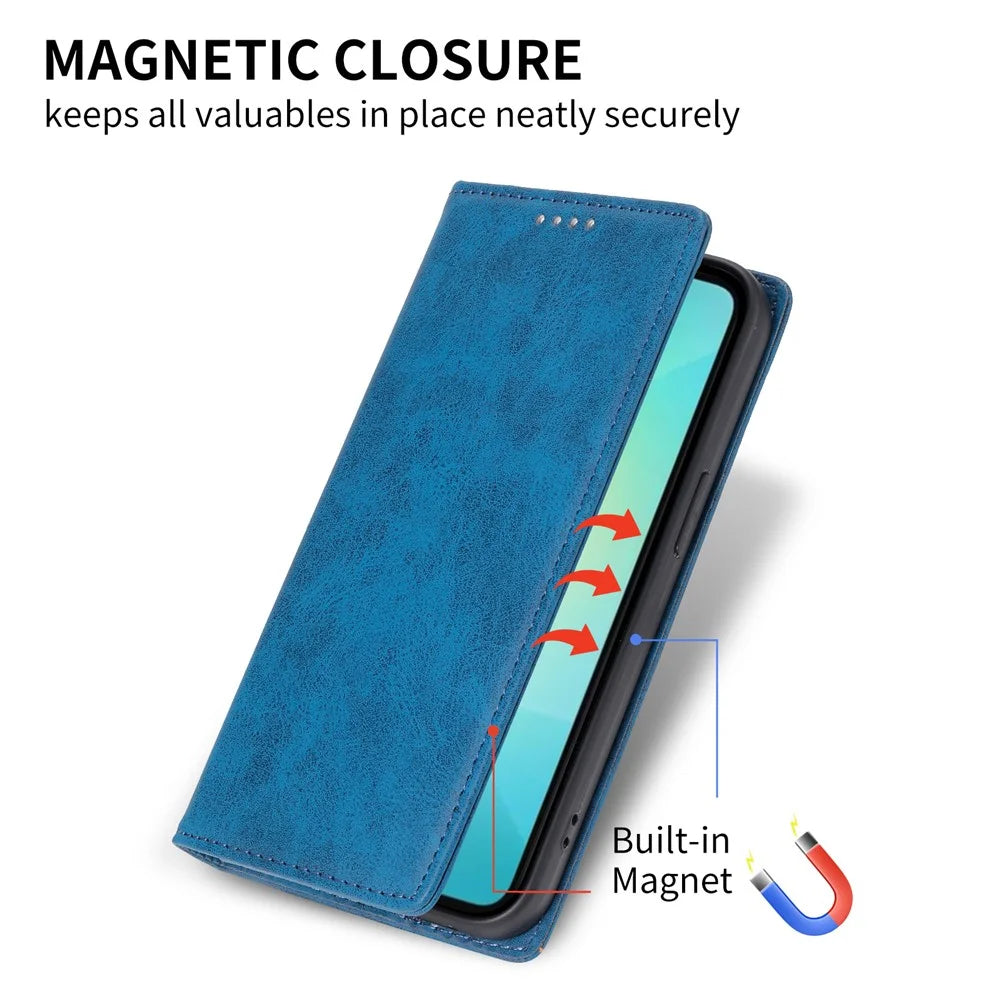 For Samsung Galaxy A08 5G / A08 4G / A07 5G / A07 4G Wallet Case RFID Blocking PU Leather Phone Cover - Blue - 4