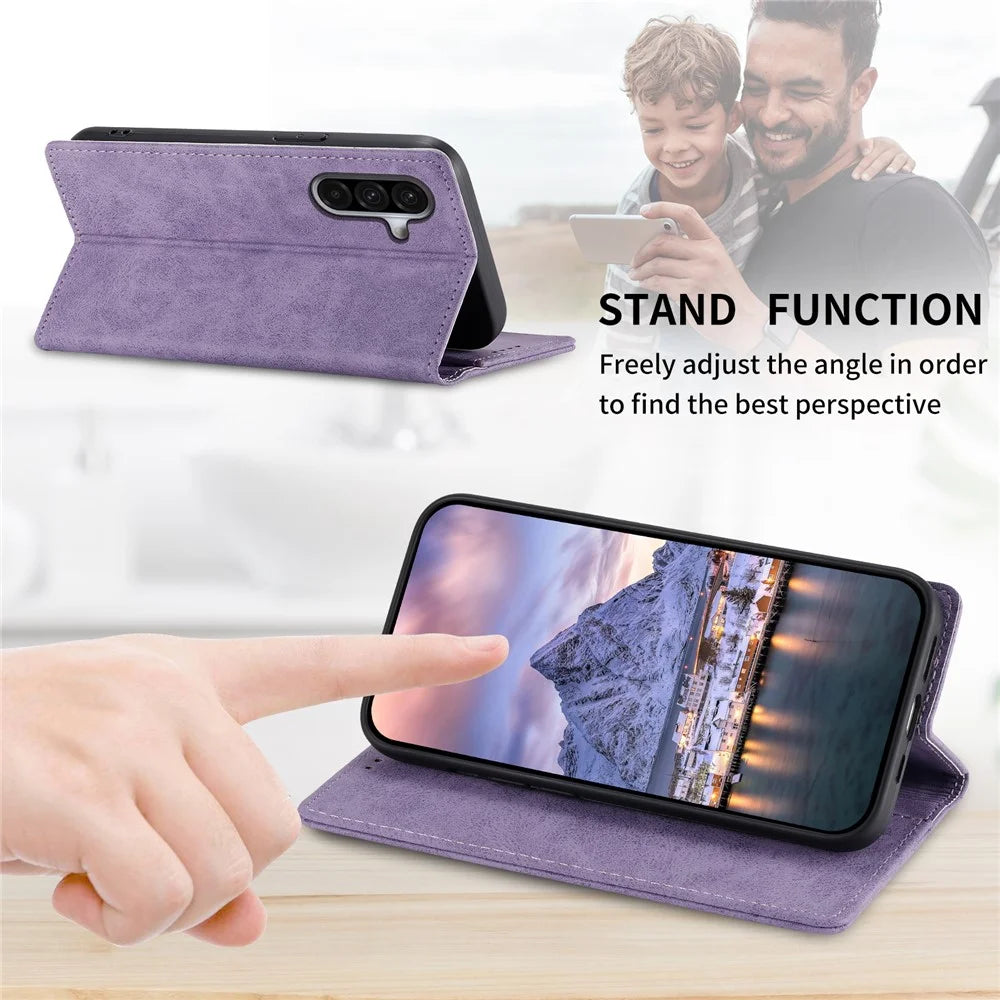 For Samsung Galaxy A18 5G / A18 4G / A17 5G / A17 4G / A26 5G Wallet Case RFID Blocking PU Leather Phone Cover - Purple - 3