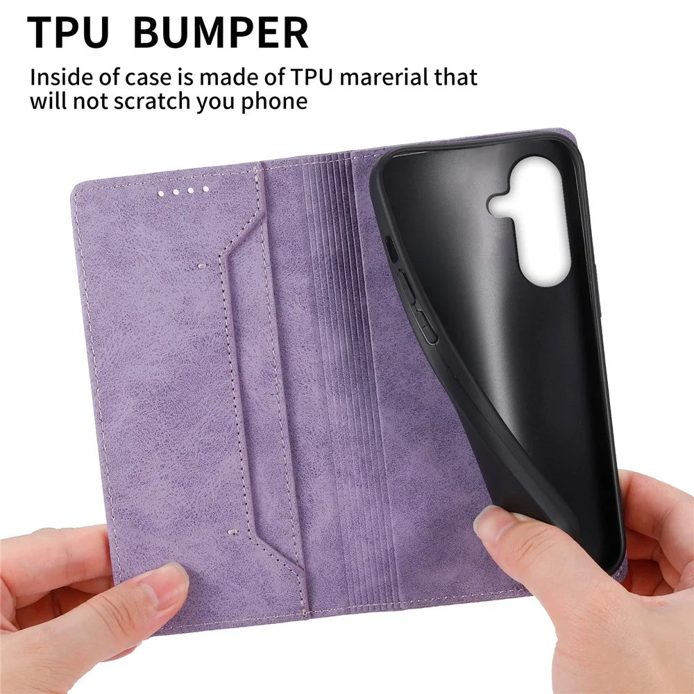 For Samsung Galaxy A18 5G / A18 4G / A17 5G / A17 4G / A26 5G Wallet Case RFID Blocking PU Leather Phone Cover - Purple - 5