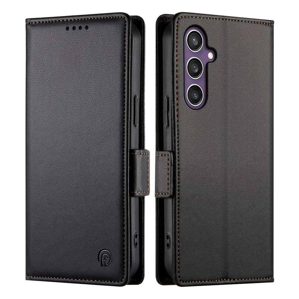 For Samsung Galaxy S25 FE Stand Case PU Leather Wallet Phone Cover - Black - 1