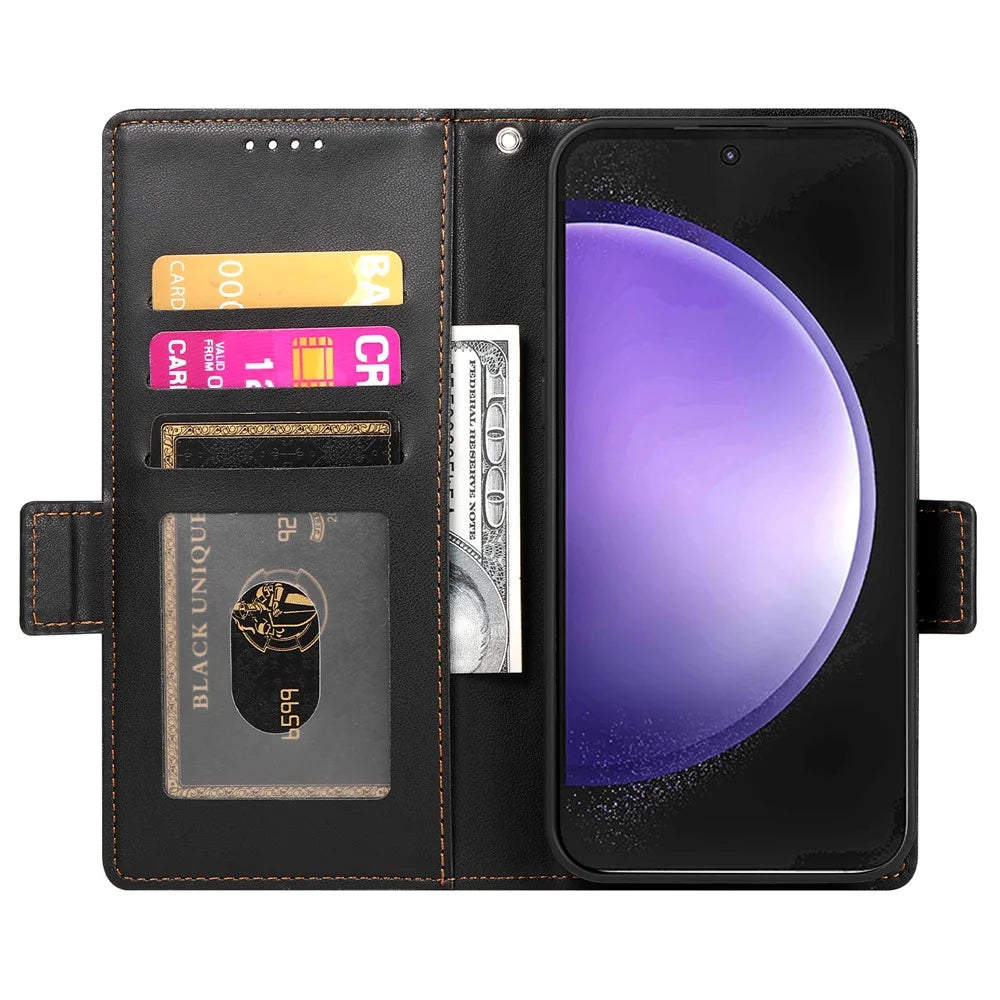 For Samsung Galaxy S25 FE Stand Case PU Leather Wallet Phone Cover - Black - 2
