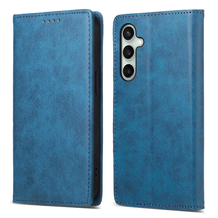 For Samsung Galaxy S25 FE Wallet Case RFID Blocking PU Leather Phone Cover - Blue - 1