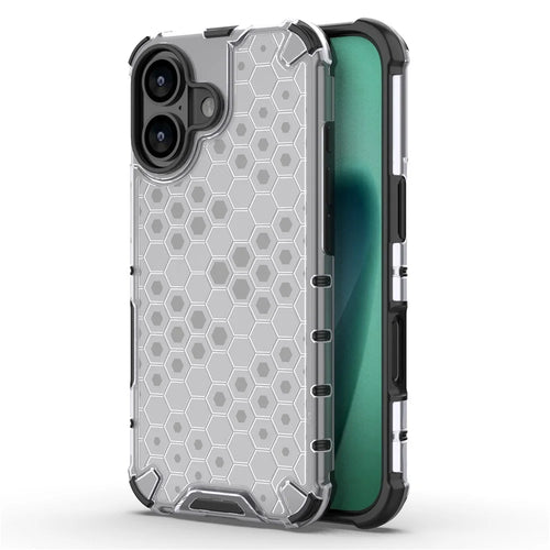 For iPhone 17 Case Honeycomb Shape Shockproof PC + TPU Phone Cover - Grey - 1