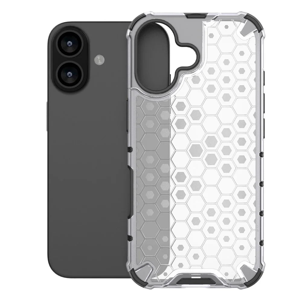 For iPhone 17 Case Honeycomb Shape Shockproof PC + TPU Phone Cover - Grey - 2