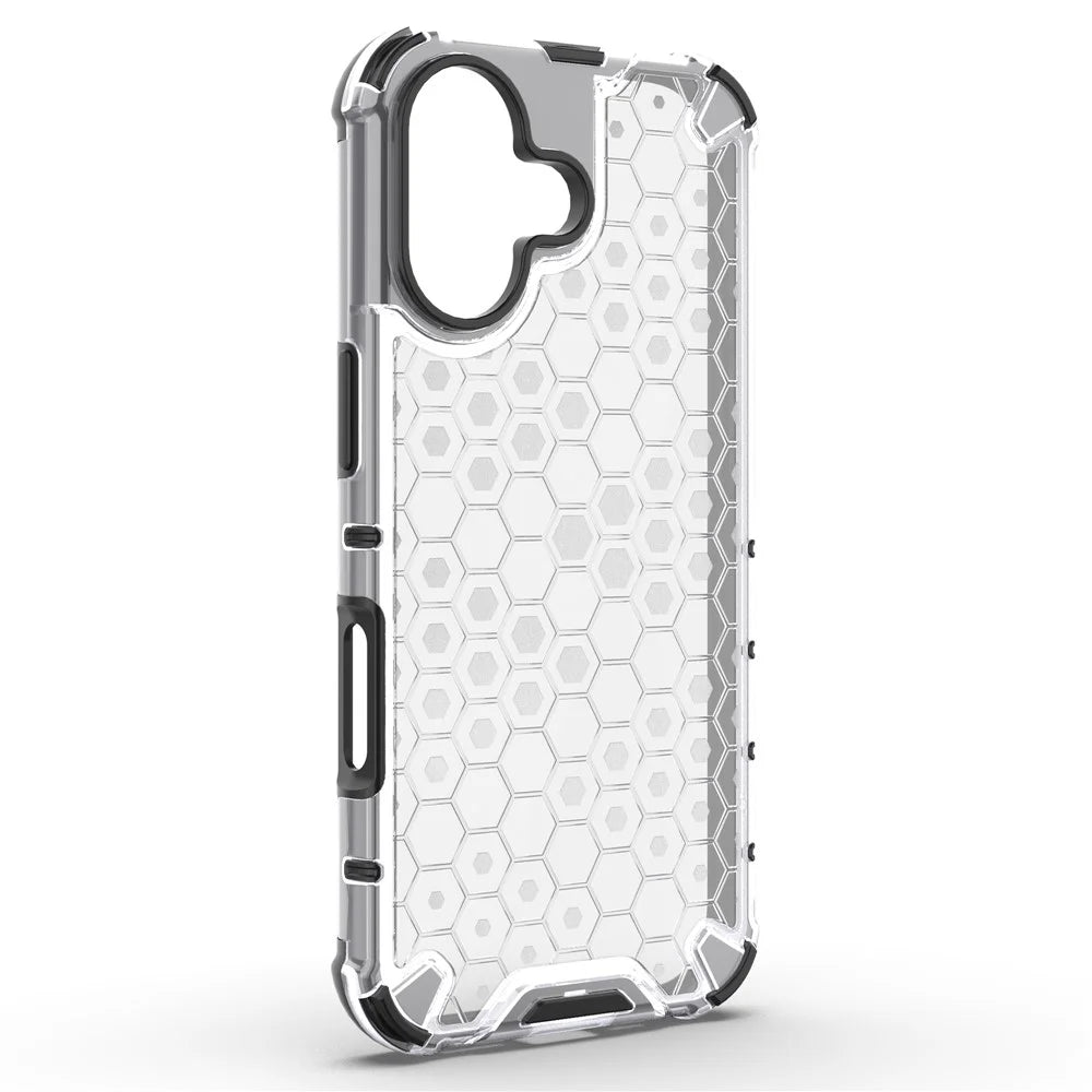 For iPhone 17 Case Honeycomb Shape Shockproof PC + TPU Phone Cover - Grey - 4