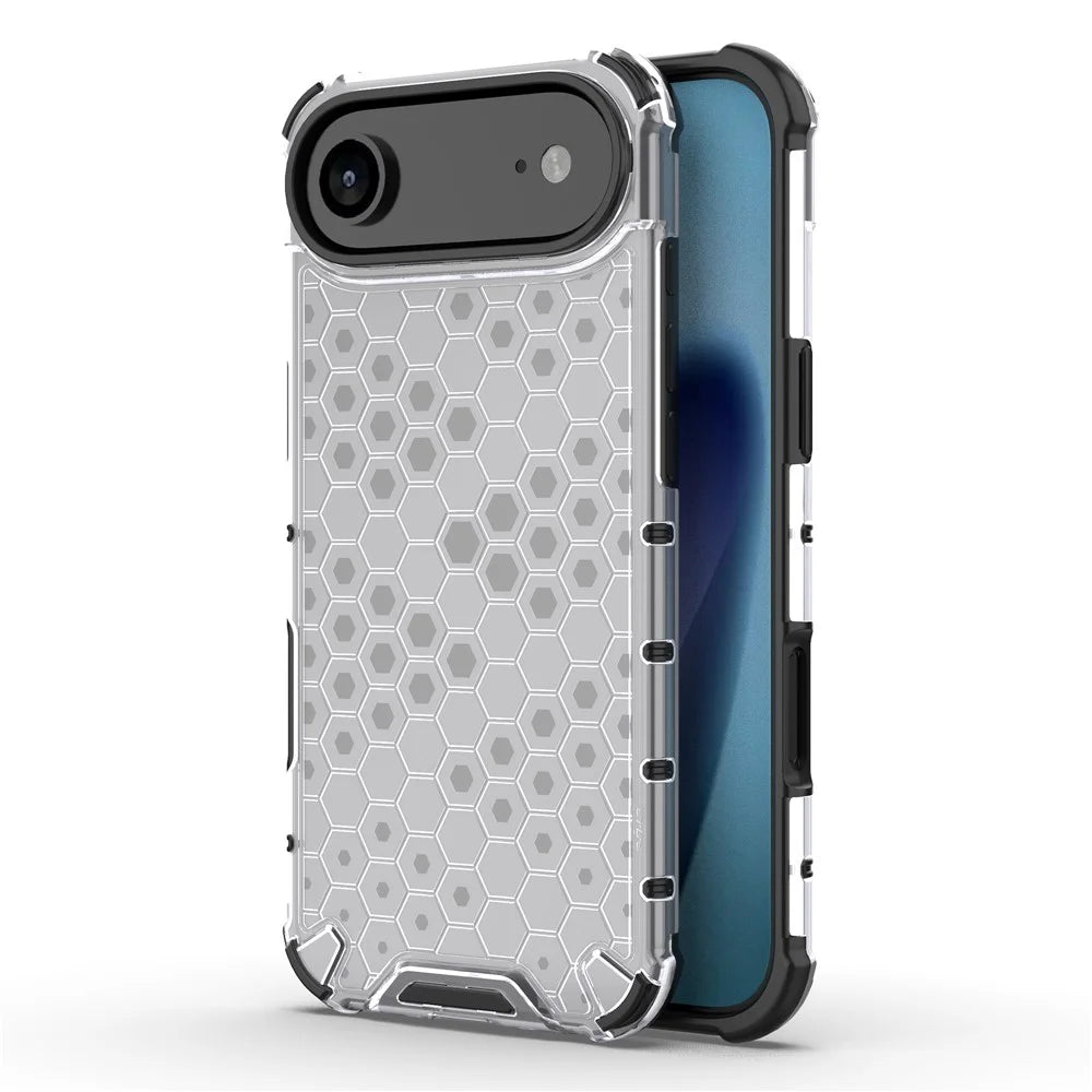 For iPhone Air Case Honeycomb Shape Shockproof PC + TPU Phone Cover - Grey - 1