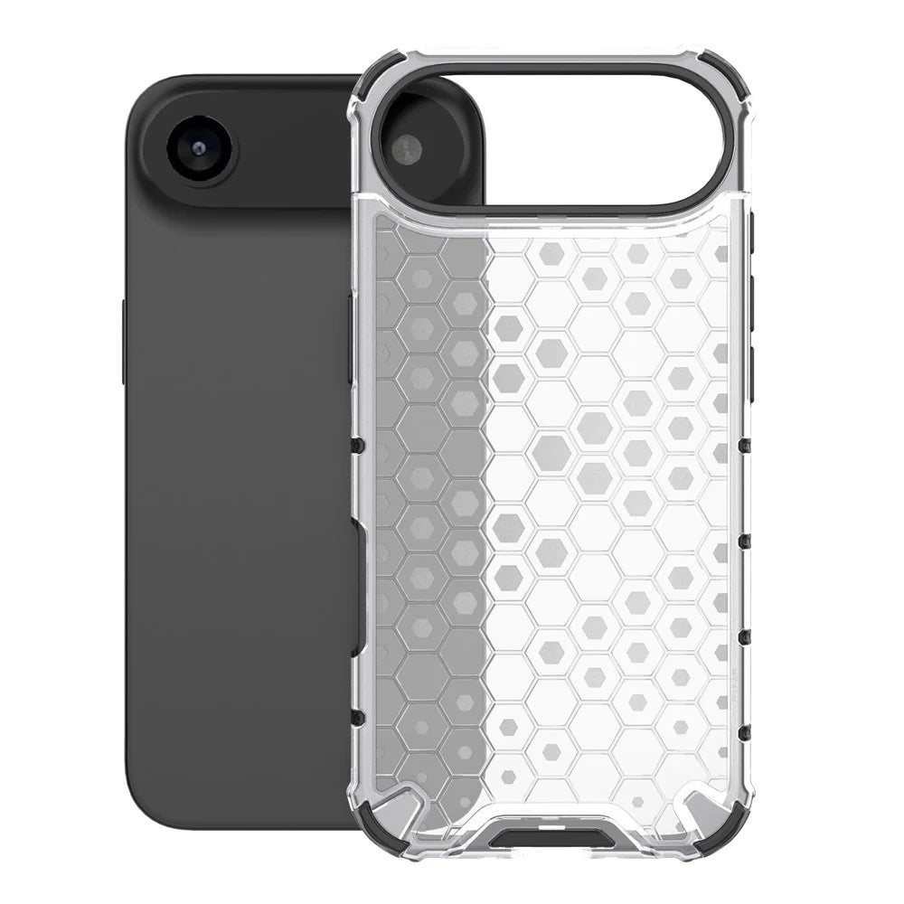 For iPhone Air Case Honeycomb Shape Shockproof PC + TPU Phone Cover - Grey - 2
