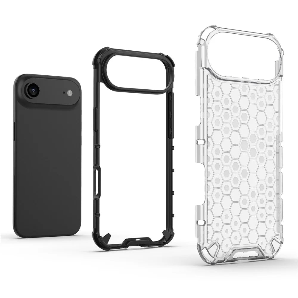 For iPhone Air Case Honeycomb Shape Shockproof PC + TPU Phone Cover - Grey - 3