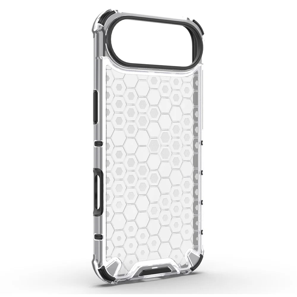 For iPhone Air Case Honeycomb Shape Shockproof PC + TPU Phone Cover - Grey - 4