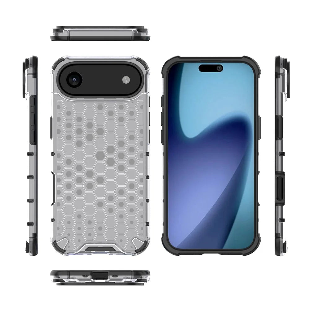 For iPhone Air Case Honeycomb Shape Shockproof PC + TPU Phone Cover - Grey - 6