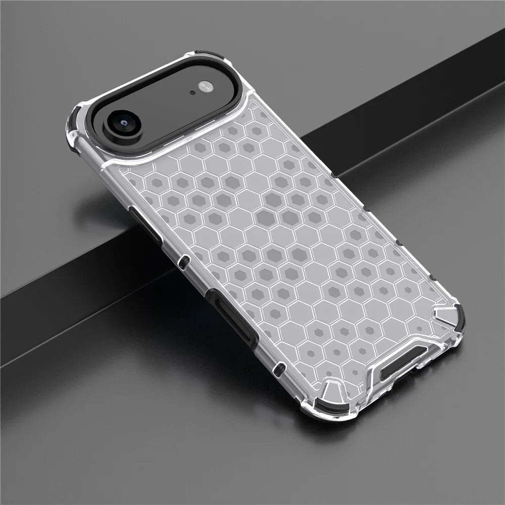 For iPhone Air Case Honeycomb Shape Shockproof PC + TPU Phone Cover - Grey - 7