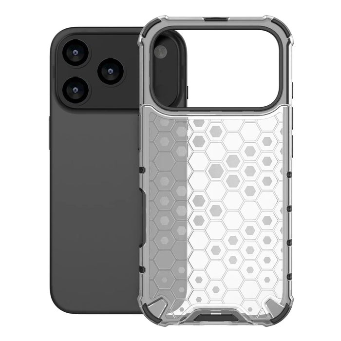 For iPhone 17 Pro Case Honeycomb Shape Shockproof PC + TPU Phone Cover - Grey - 5