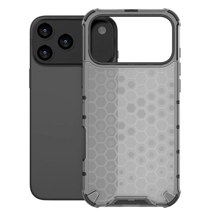 For iPhone 17 Pro Max Case Honeycomb Shape Shockproof PC + TPU Phone Cover - Black - 3