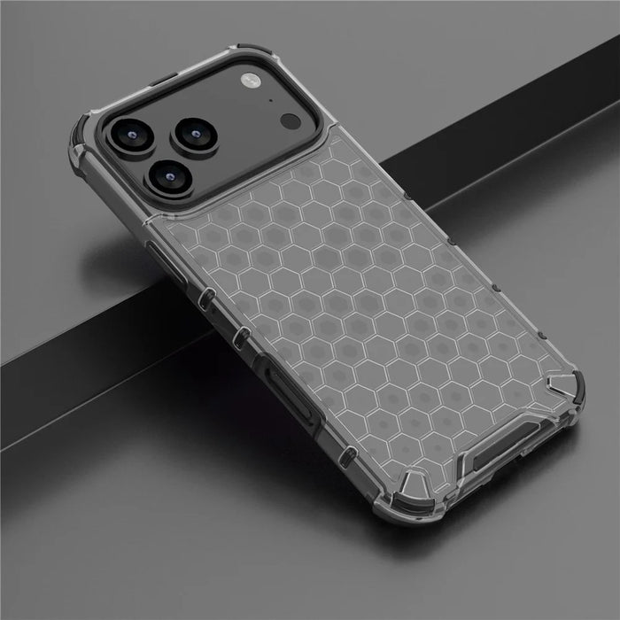 For iPhone 17 Pro Max Case Honeycomb Shape Shockproof PC + TPU Phone Cover - Black - 5