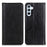 For Samsung Galaxy S25 FE Stand Case Split Leather Litchi Texture Wallet Phone Cover - Black - 1