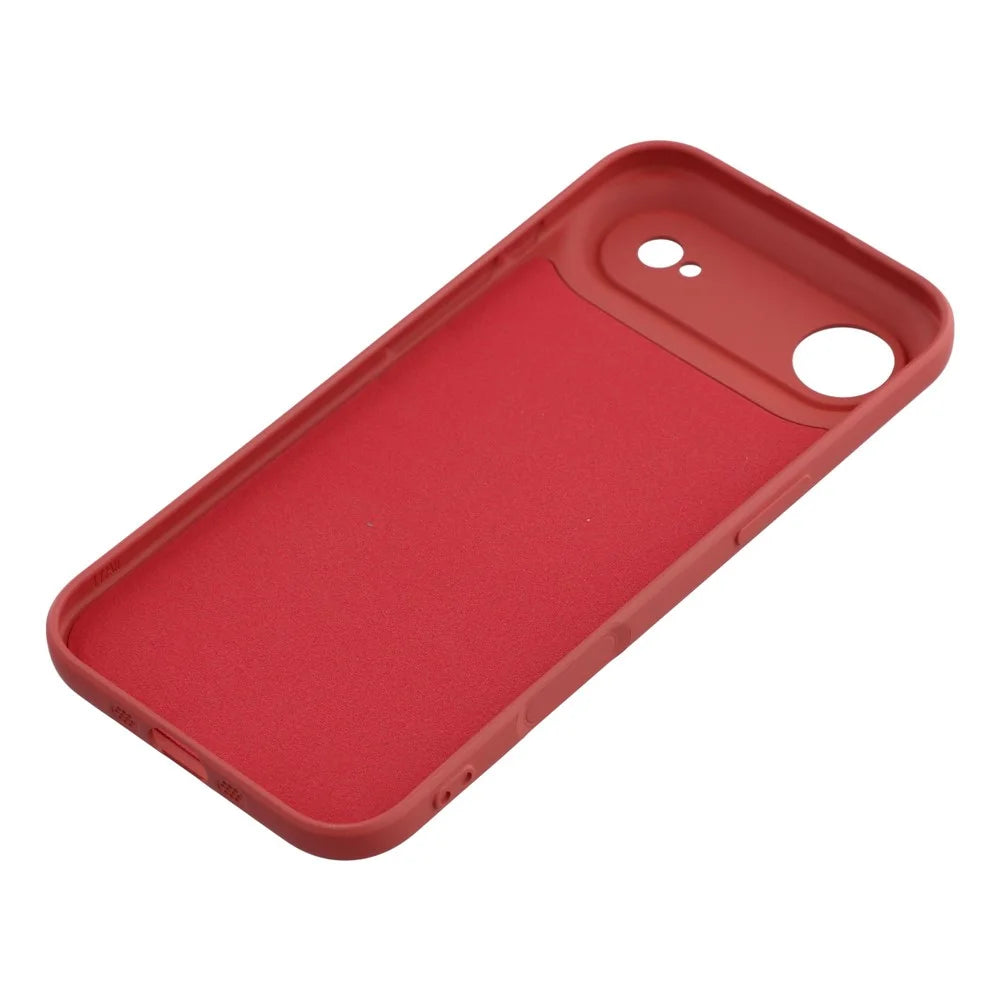For iPhone Air Case TPU Back Soft Anti-Scratch Fiber Lining Phone Cover - Hawthorn Red - 6