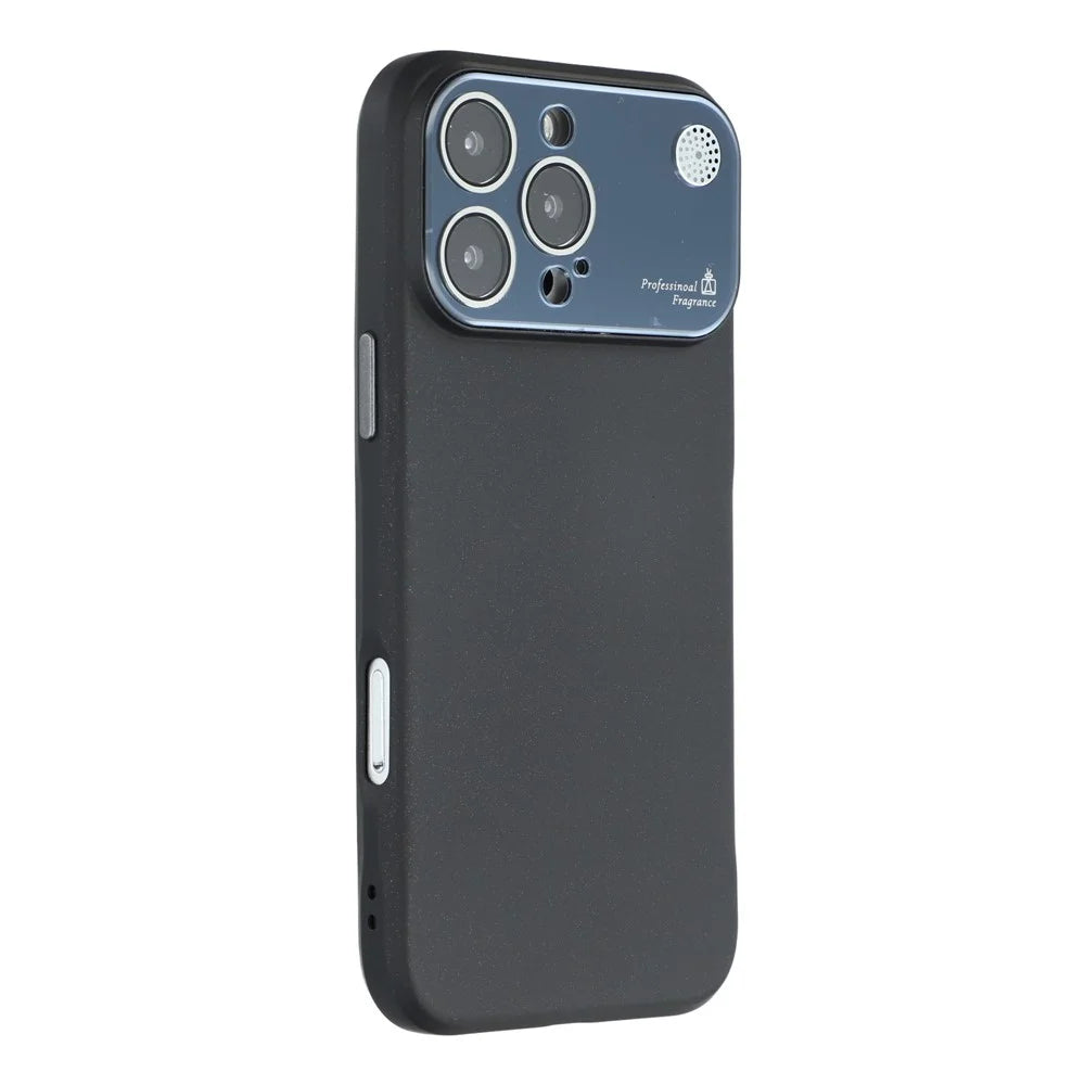 For iPhone 16 Pro Max Case Large Camera Window Liquid Silicone Aromatherapy Phone Cover - Black - 1