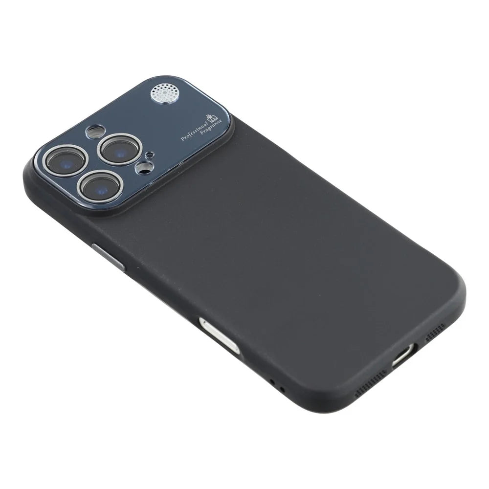 For iPhone 16 Pro Case Large Camera Window Liquid Silicone Aromatherapy Phone Cover - Black - 4