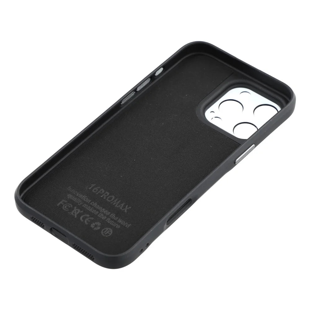 For iPhone 16 Pro Case Large Camera Window Liquid Silicone Aromatherapy Phone Cover - Black - 6