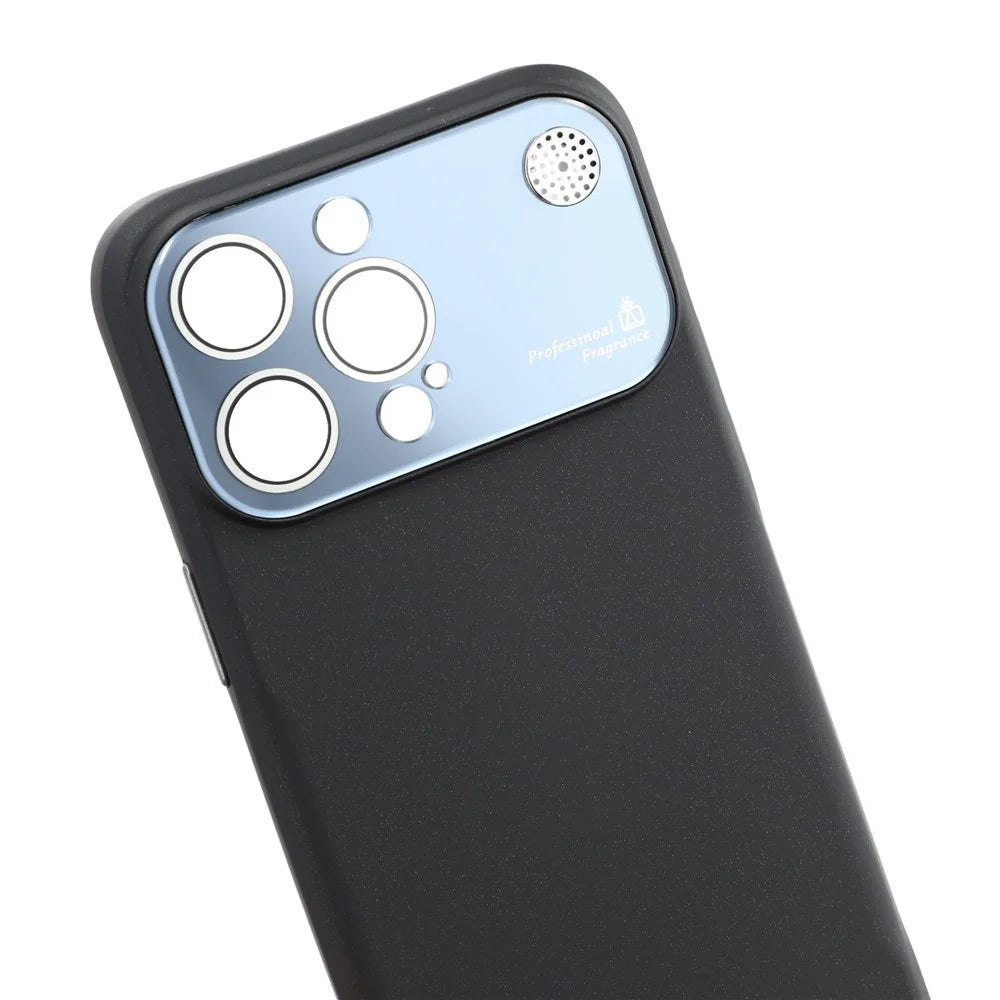 For iPhone 16 Pro Case Large Camera Window Liquid Silicone Aromatherapy Phone Cover - Black - 7