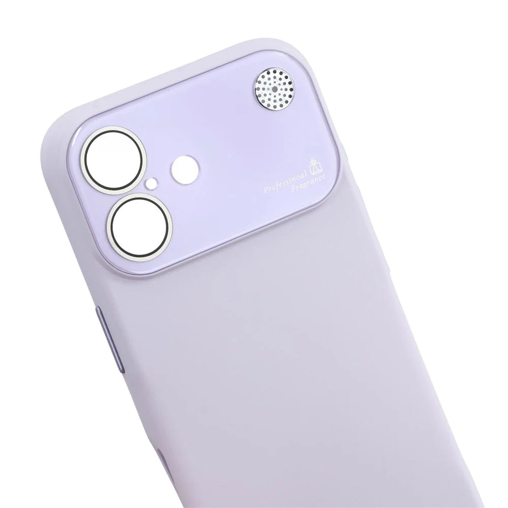 For iPhone 16 Case Large Camera Window Liquid Silicone Aromatherapy Phone Cover - Light Purple - 7