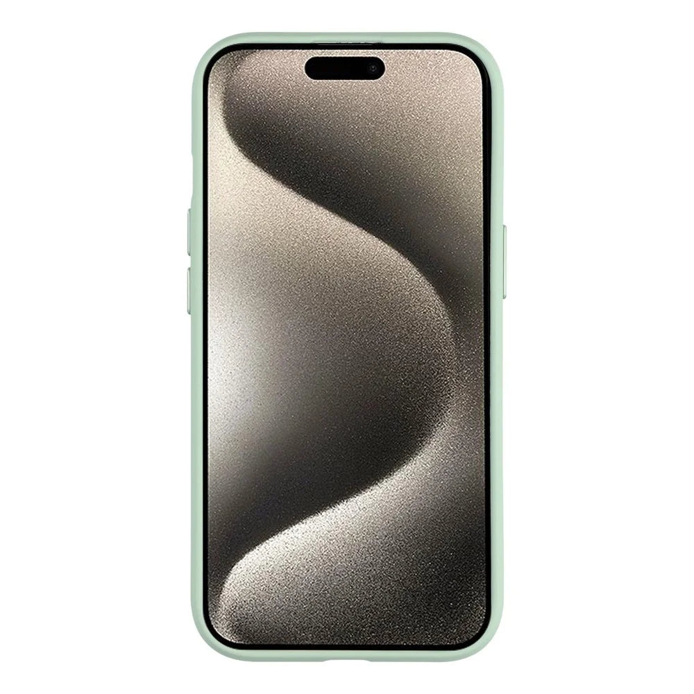 For iPhone 15 Case Large Camera Window Liquid Silicone Aromatherapy Phone Cover - Matcha Green - 2