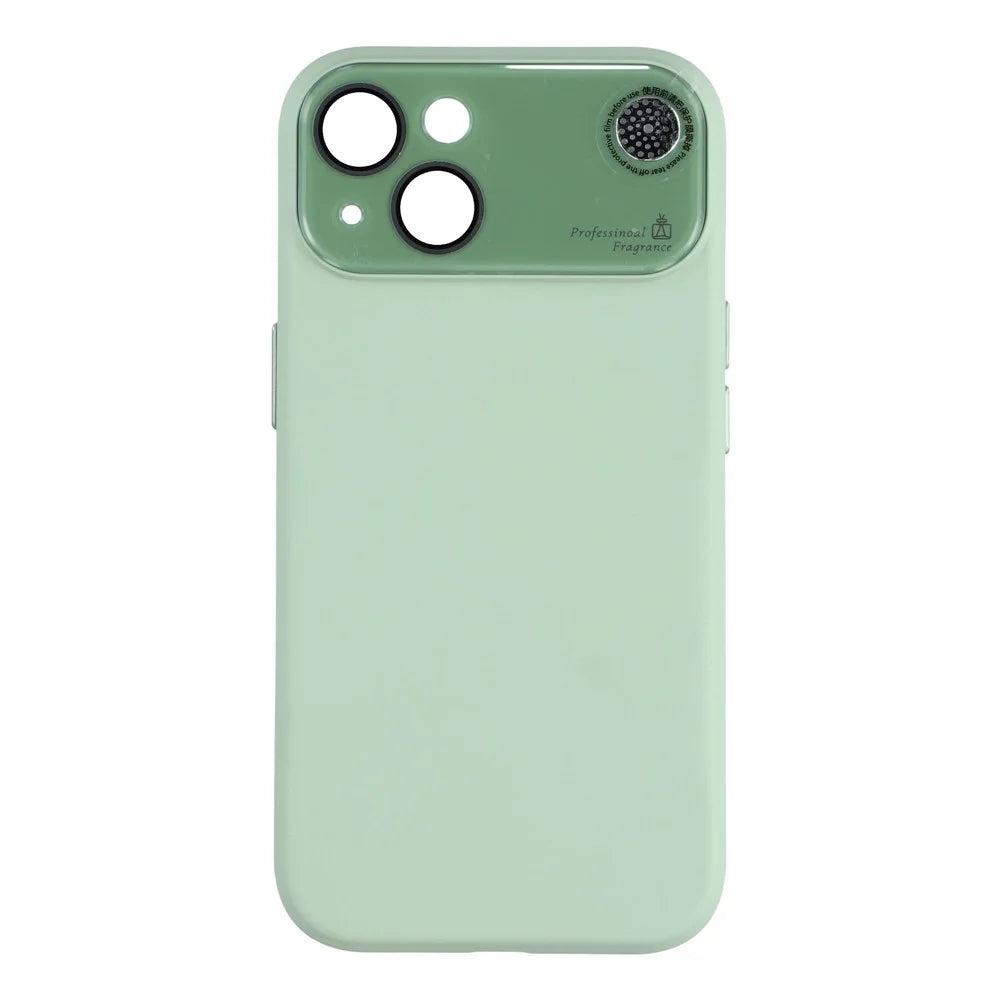 For iPhone 15 Case Large Camera Window Liquid Silicone Aromatherapy Phone Cover - Matcha Green - 3