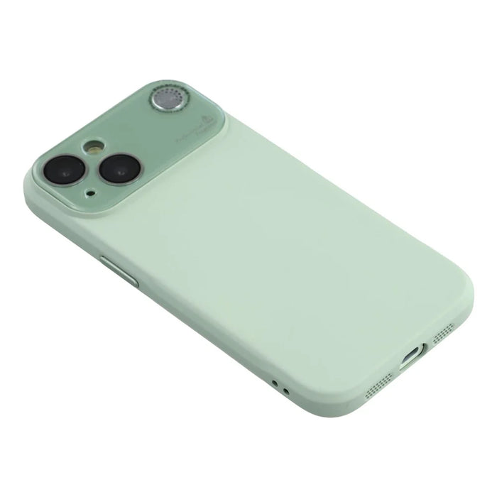 For iPhone 13 Case Large Camera Window Liquid Silicone Aromatherapy Phone Cover - Matcha Green - 4