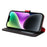 For iPhone 14  /  13 Stand Case Litchi Texture Genuine Cow Leather Wallet Phone Cover RFID Blocking - Black  /  Red - 3