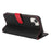 For iPhone 14  /  13 Stand Case Litchi Texture Genuine Cow Leather Wallet Phone Cover RFID Blocking - Black  /  Red - 4