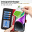 For iPhone 14  /  13 Stand Case Litchi Texture Genuine Cow Leather Wallet Phone Cover RFID Blocking - Black  /  Red - 5