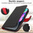 For iPhone 14  /  13 Stand Case Litchi Texture Genuine Cow Leather Wallet Phone Cover RFID Blocking - Black  /  Red - 6