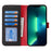 For iPhone 13 Pro Max  /  12 Pro Max Stand Case Litchi Texture Genuine Cow Leather Wallet Phone Cover RFID Blocking - Black  /  Red - 2