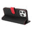 For iPhone 13 Pro Max  /  12 Pro Max Stand Case Litchi Texture Genuine Cow Leather Wallet Phone Cover RFID Blocking - Black  /  Red - 3