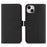 For iPhone 15 Plus  /  14 Plus Stand Case Litchi Texture Genuine Cow Leather Wallet Phone Cover RFID Blocking - Black  /  Red - 1