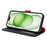 For iPhone 15 Plus  /  14 Plus Stand Case Litchi Texture Genuine Cow Leather Wallet Phone Cover RFID Blocking - Black  /  Red - 3