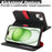 For iPhone 15 Plus  /  14 Plus Stand Case Litchi Texture Genuine Cow Leather Wallet Phone Cover RFID Blocking - Black  /  Red - 7