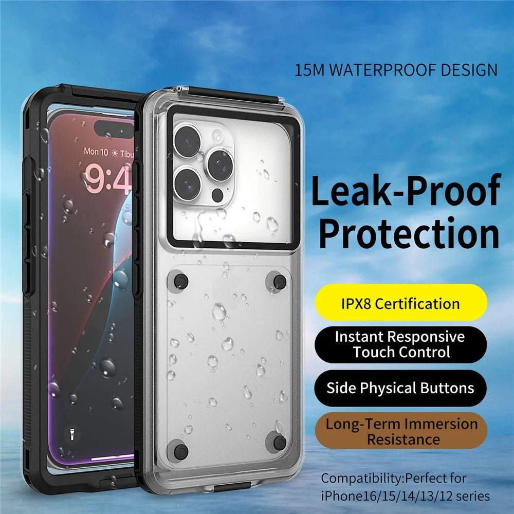 Waterproof Case for iPhone 17 Pro Max  /  15 Pro Max  /  14 Pro Max Inner 6.9 inch Cellphone Protector IP68 30M Depth Button Access - 2