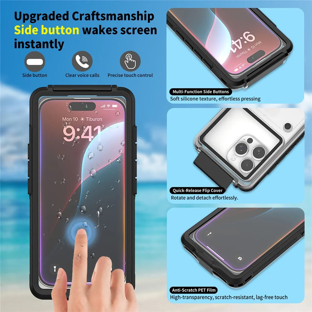 Waterproof Case for iPhone 17 Pro Max  /  15 Pro Max  /  14 Pro Max Inner 6.9 inch Cellphone Protector IP68 30M Depth Button Access - 7