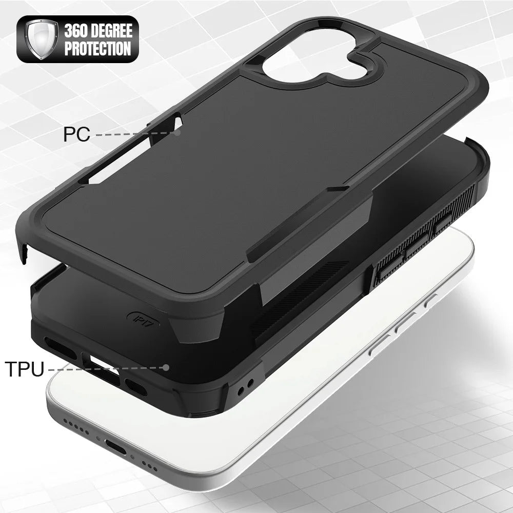 For iPhone 17 Case 2 in 1 PC + TPU Shockproof Phone Cover - Black - 4