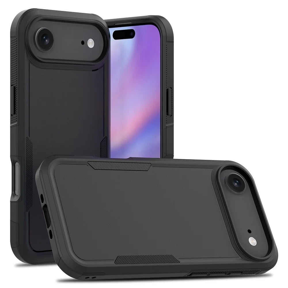 For iPhone Air Case 2 in 1 PC + TPU Shockproof Phone Cover - Black - 1